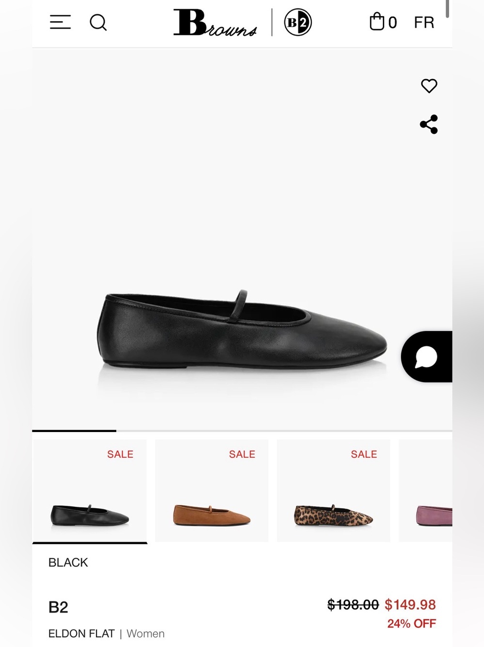 Browns B2 Eldon Women's Black Leather Ballet Flat